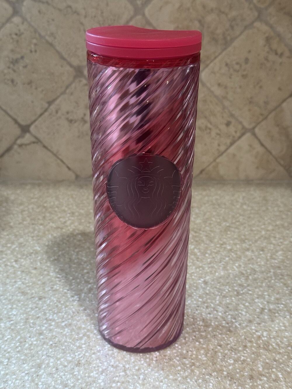 Starbucks 2022 Holiday Candy Cane Swirl Acrylic Tumbler Iridescent Travel Mug
